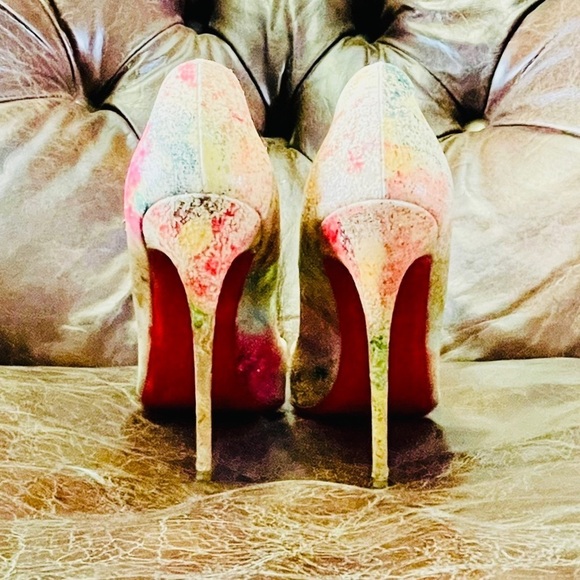 Christian Louboutin So Kate, Multicolor paint splash cork Glitter Pumps, EU 39 - Picture 8 of 10